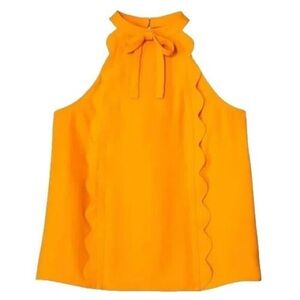 Victoria Beckham scallop Sleeveless Top like new Small gold yellow